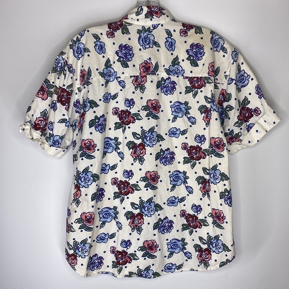 Vintage Capacity Blue White Floral Shirt Shorts Set Medium 90s - Picture 3 of 8